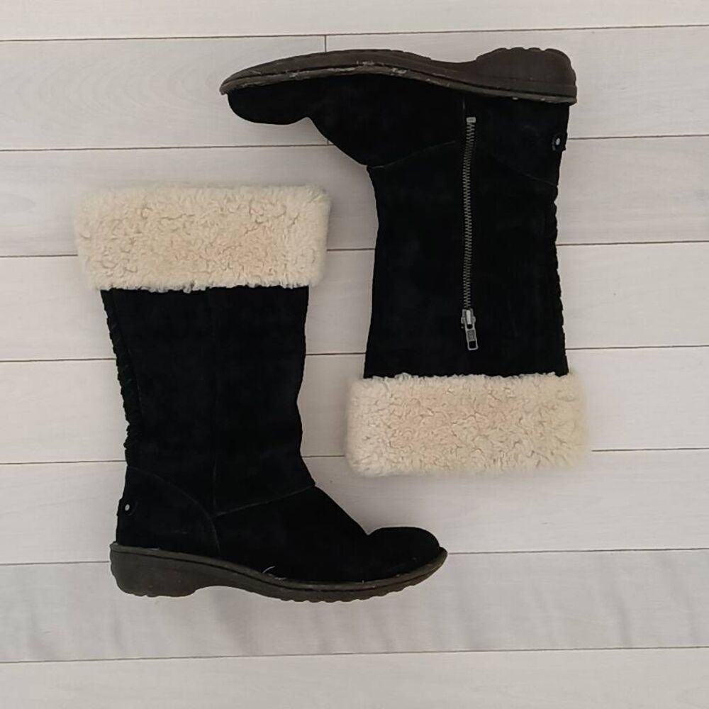UGG Women's Australia Kary Cuff Sheepskin Boots Black Size 7